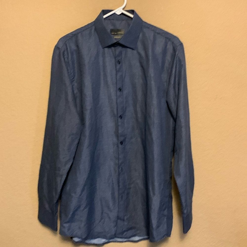 Black Label by Ruffini Men’s Long Sleeved Dress Shirt Size 15.5 Blue